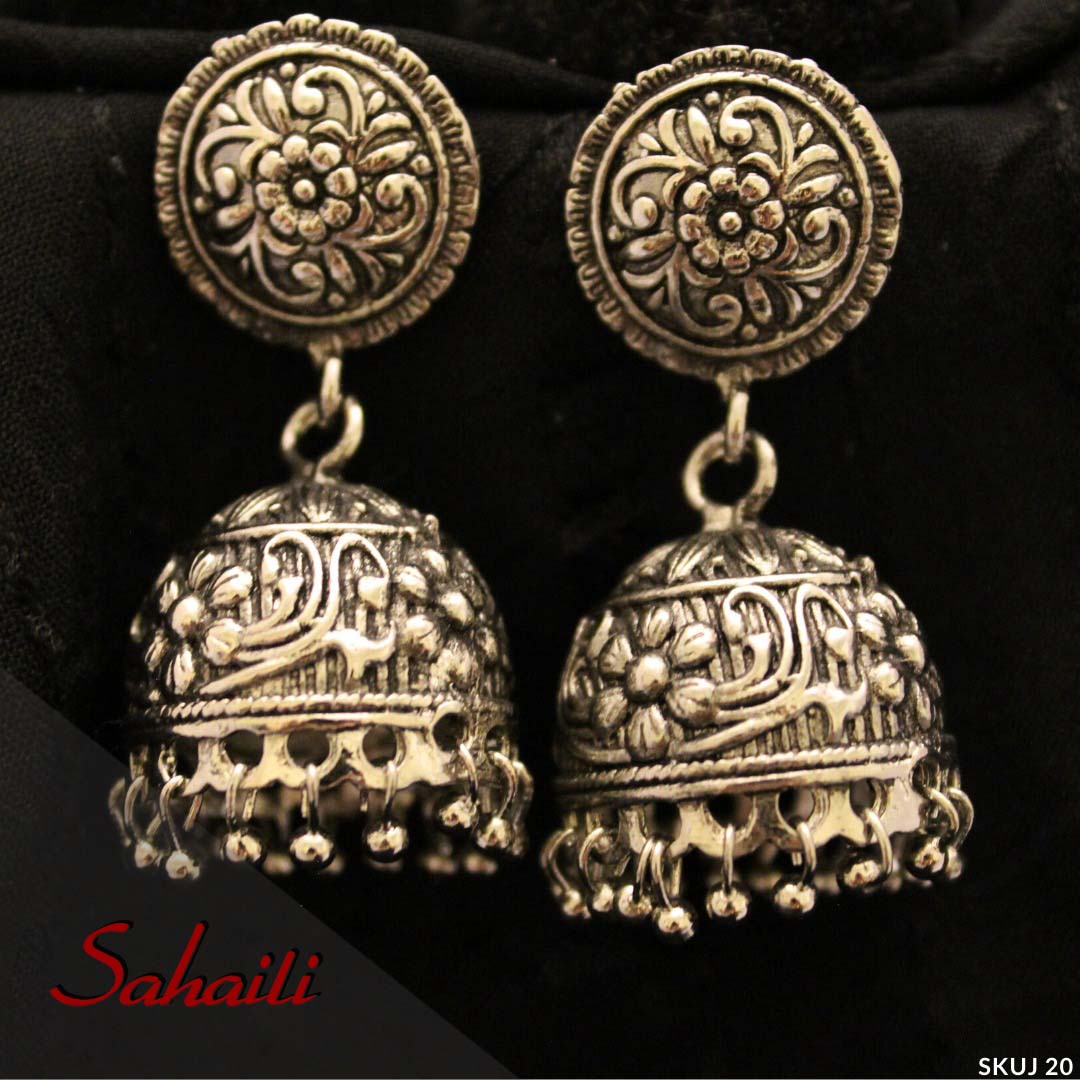 Pakistani Silver Jhumka Earrings