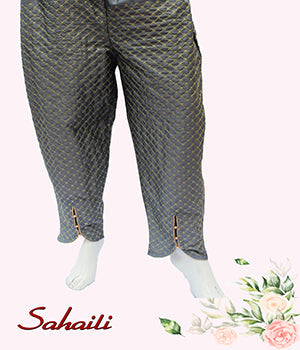 Pakistani Grey Scaled Silk Beaded Pants
