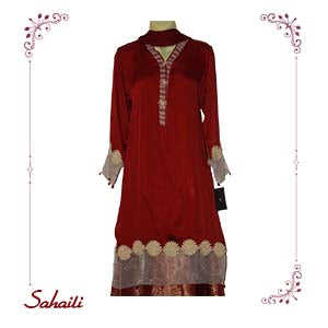 Pakistani Red Silky Women Outfit