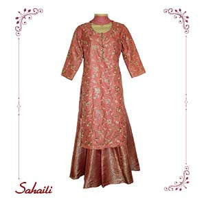 Pakistani Coral Embroidered Women Outfit