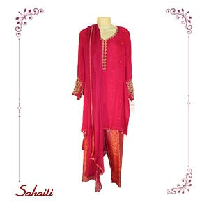Pakistani Hot Pink Embroidered Women Outfit