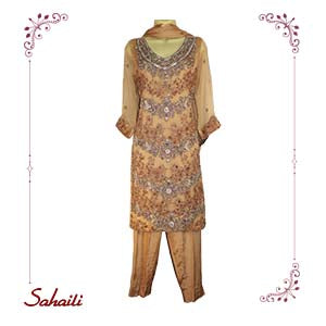 Pakistani Beige Embellished Women Outfit