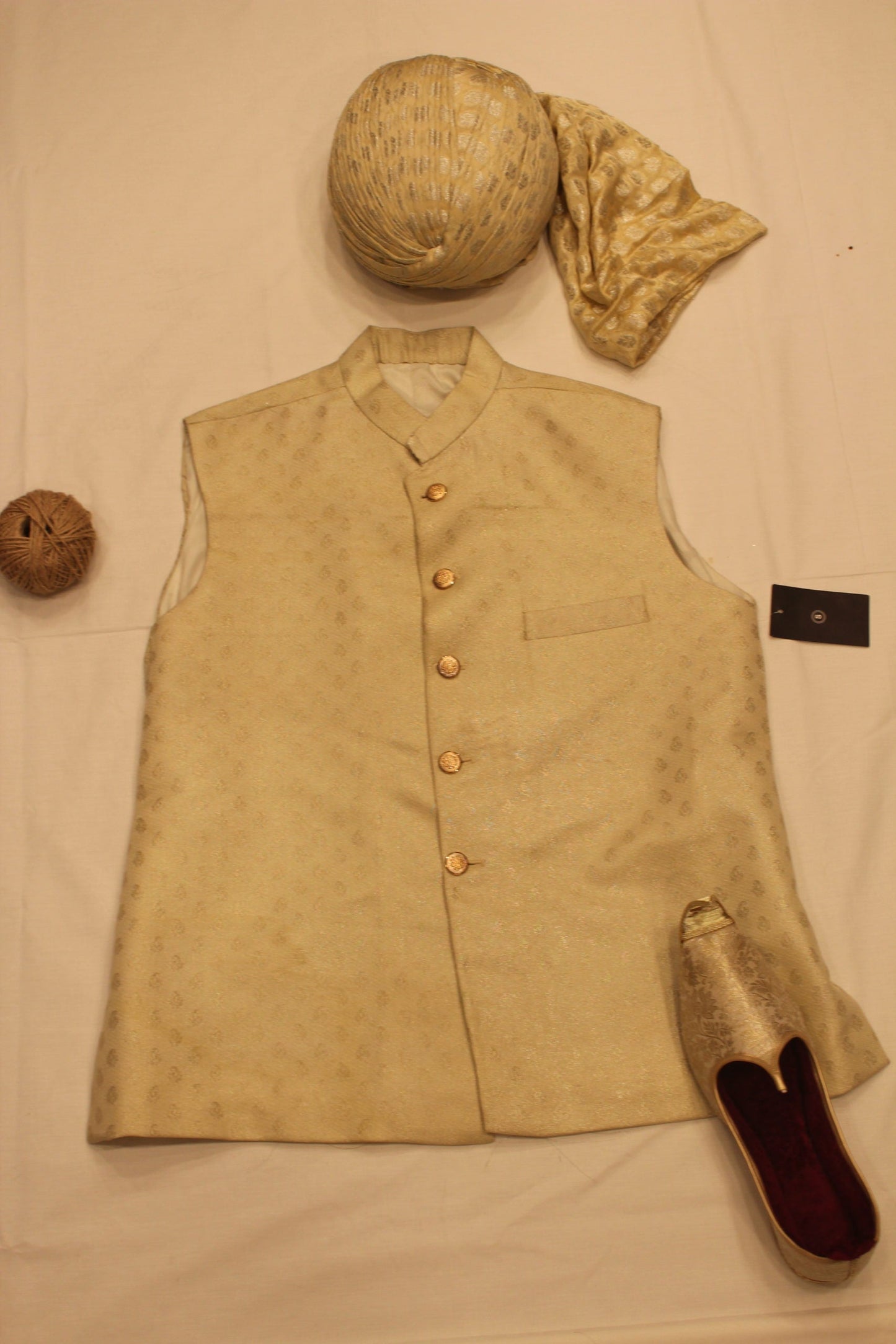 Pakistani Ivory Gold Men Waist Coat