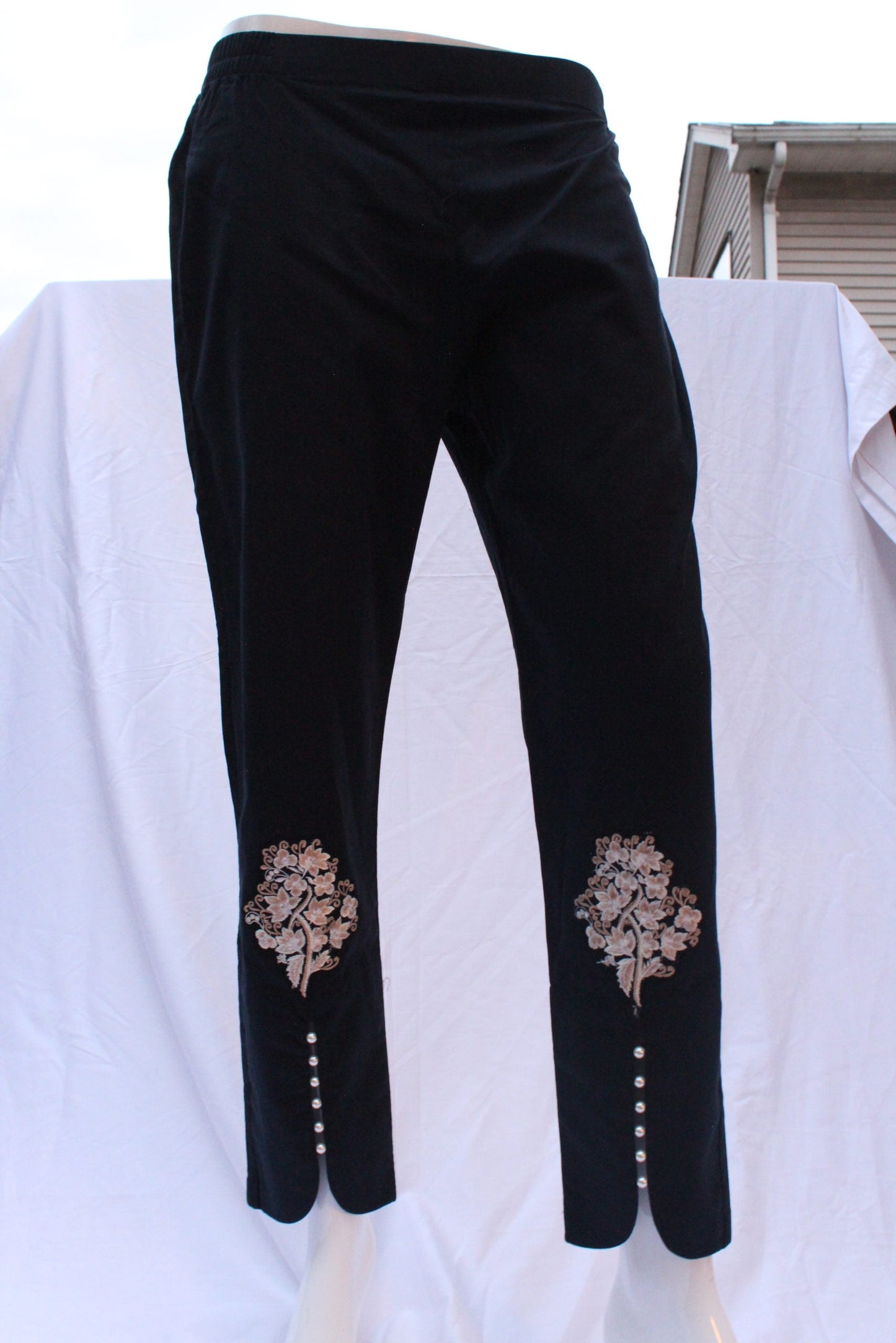 Pakistani Black Pearl Embroidered Pants