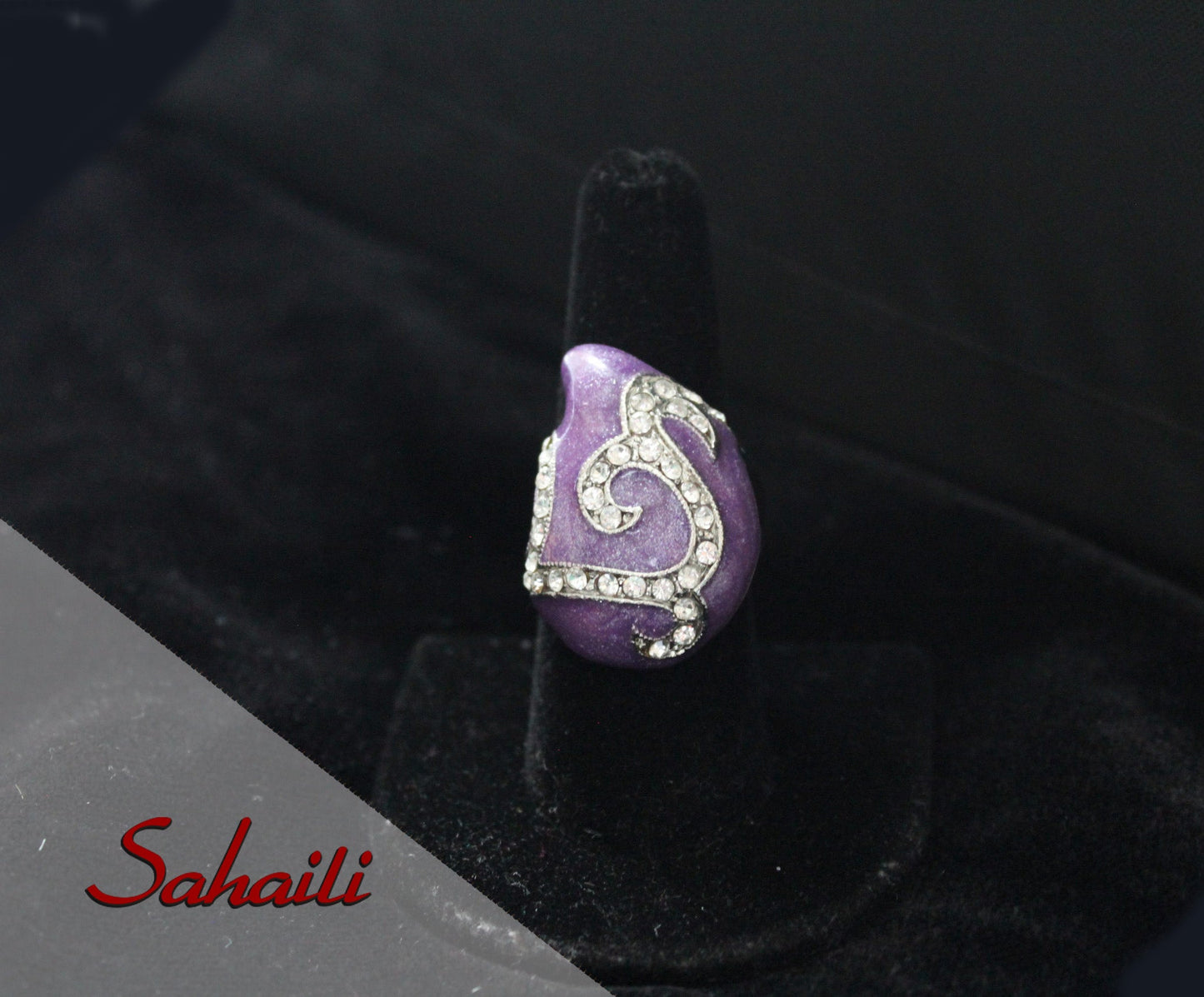 Women Sliver encrusted Purple Ring