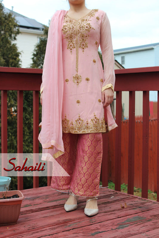 Pakistani Peach Embellished Women Outfit