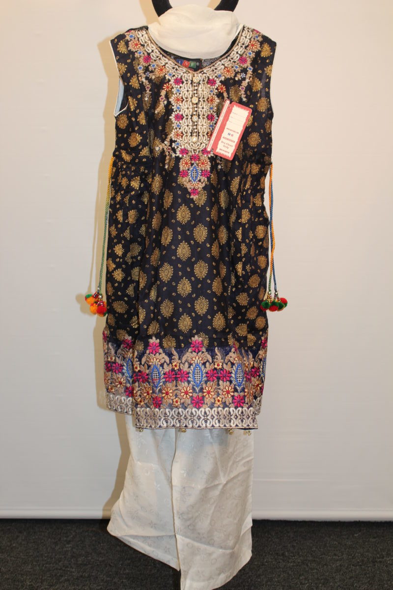 Pakistani Black Embroidered Cotton Dress