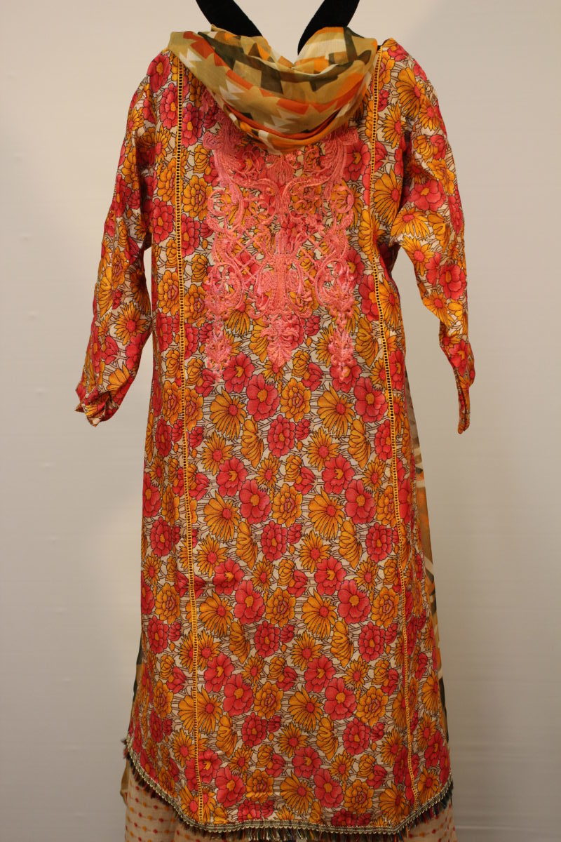 Pakistani Embroidered Rust Dress