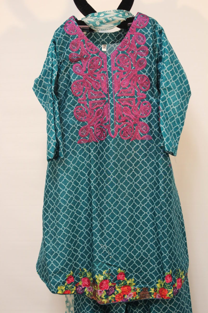 Pakistani Blue Lagoon Embroidered Dress