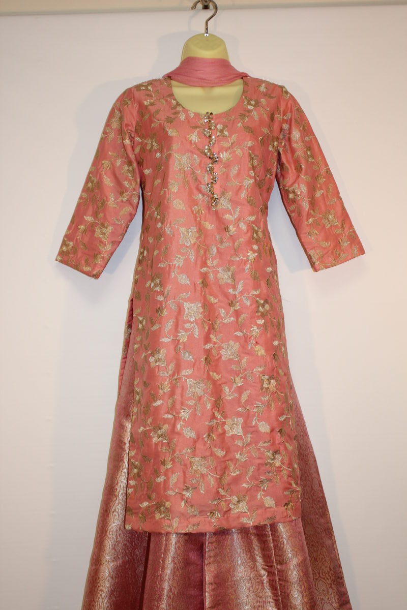 Pakistani Coral Embroidered Women Outfit