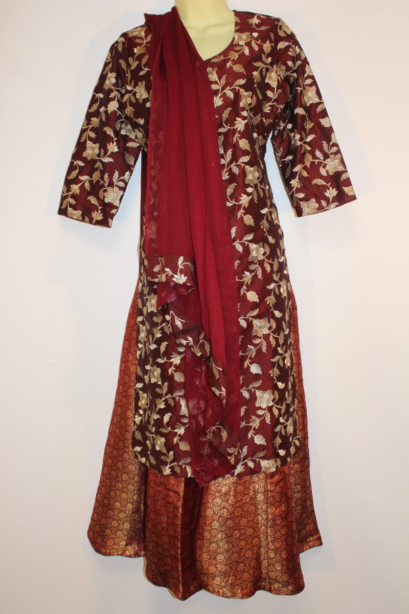 Pakistani Maroon Embroidered Women Outfit