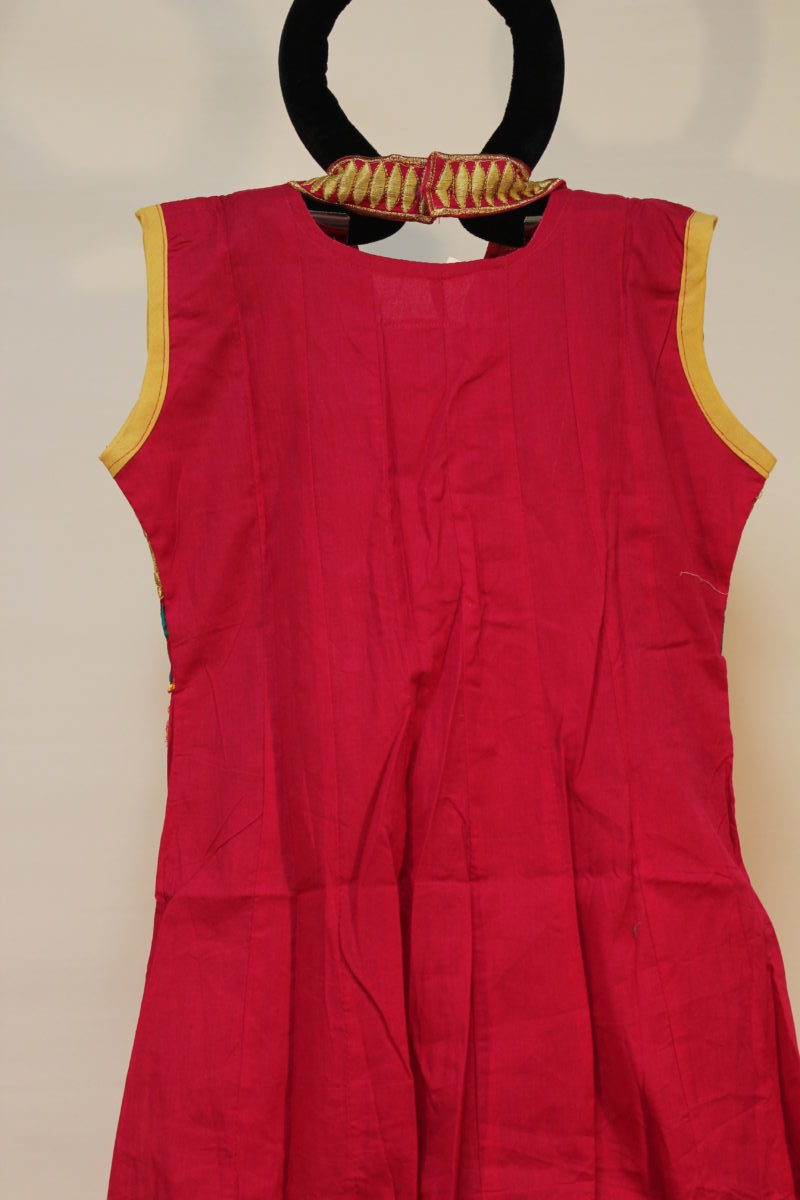 Pakistani Embroidered Red Cotton Net Dress