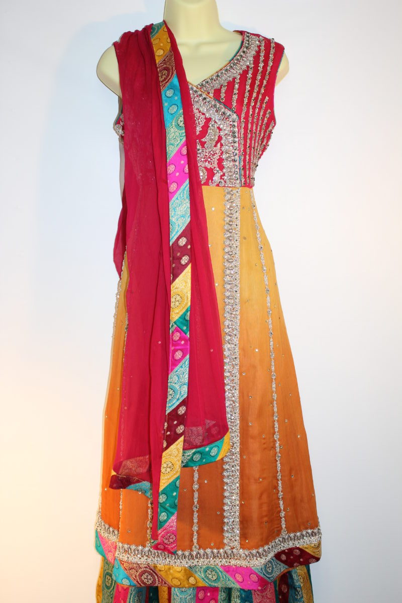Pakistani Multicolor Angrakha Women Outfit
