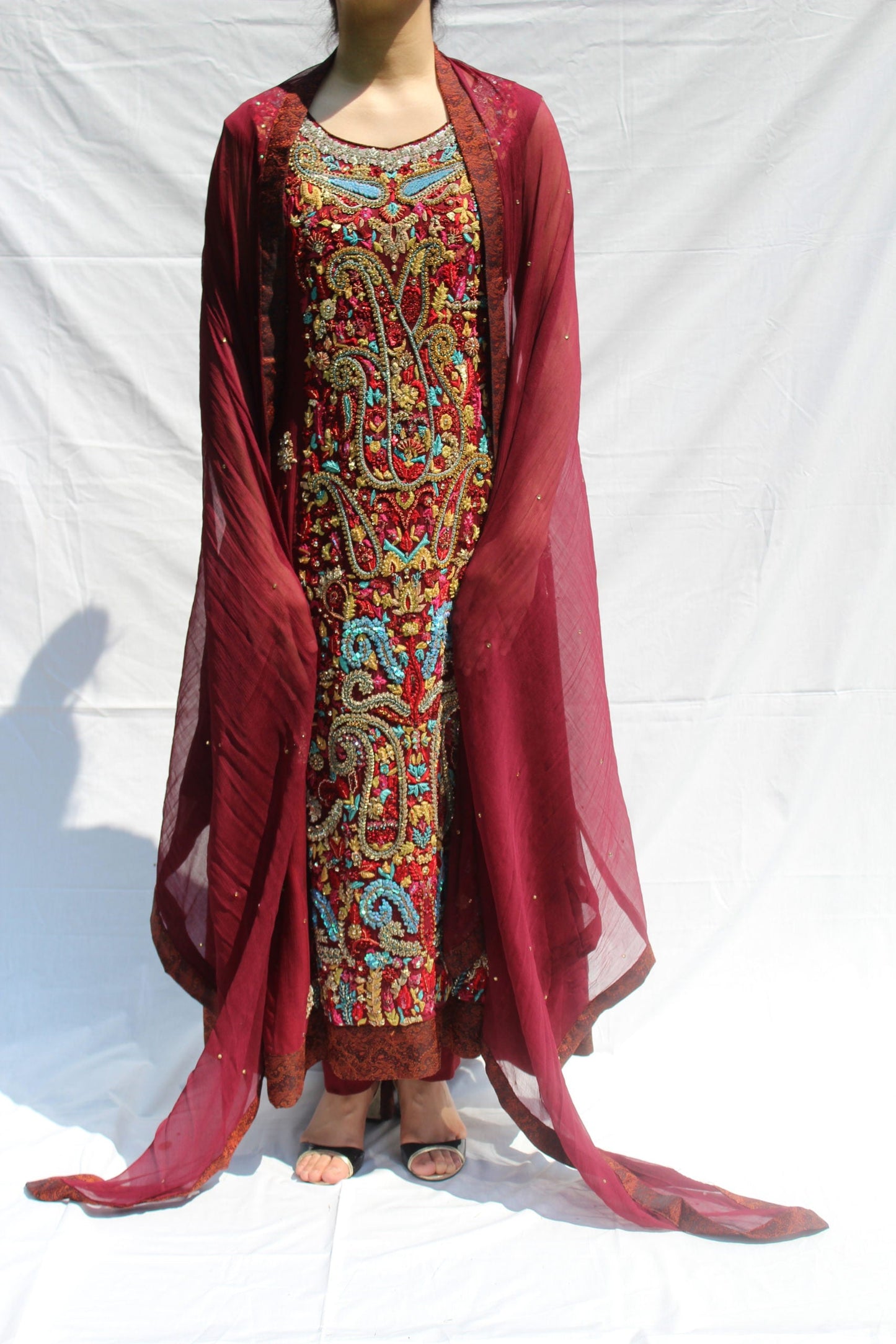 Pakistani Red Peacock Train Women Outfit