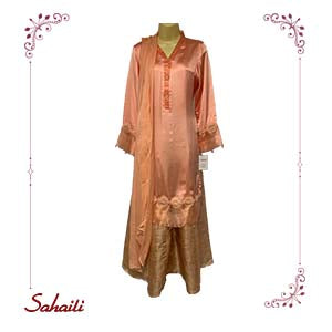 Pakistani Peachy Silk Women Outfit