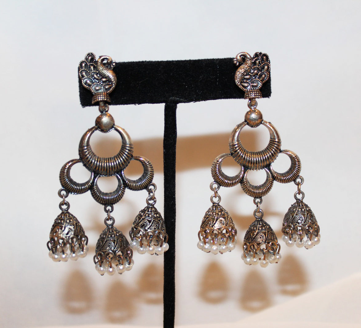 Pakistani Silver Peacock Earrings