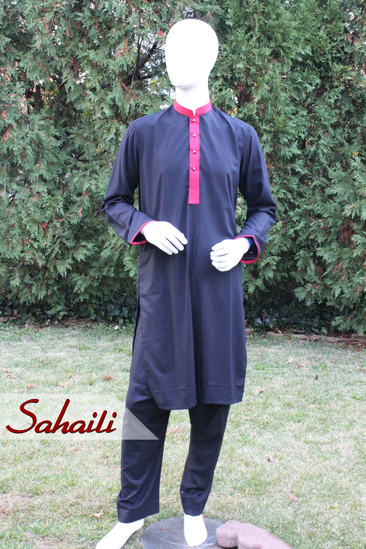Pakistani Black and Red Men Outfit