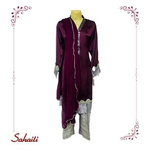 Pakistani Plum Silk Women Outfit