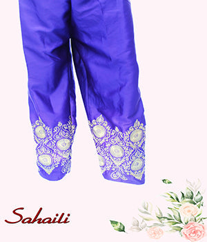 Pakistani Purple Silk Embroidered Pants