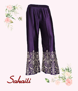 Pakistani Silk Purple Wide Pants